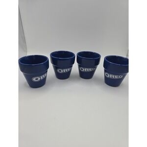 Set of Four Oreo Cookie Blue Shot Glasses Oreo Logo 2 1/4"H